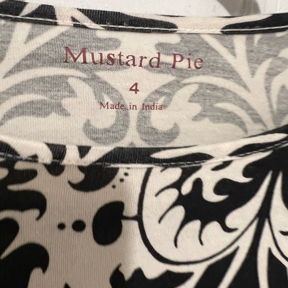 Mustard Pie Kids Red, Black, & White Damask Patchwork Dress with Lace Trim Sz 4 - Picture 6 of 13